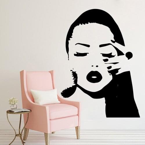 Sexy Women Wall Sticker Pvc Removable For Living Room Bedroom Art Decals Eyelashes Beauty Salons Nails Wall Art Murals B265