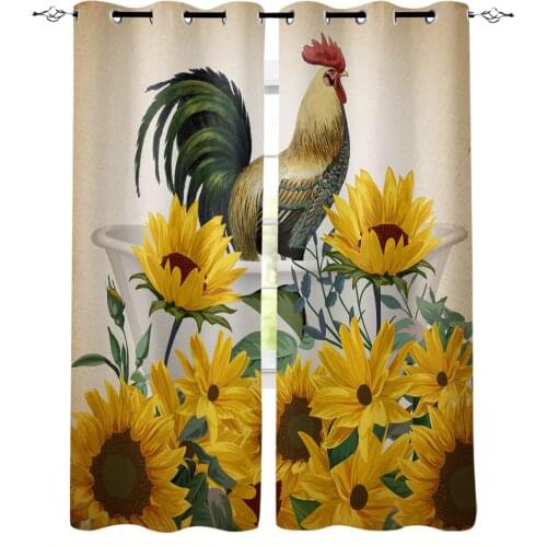 Animal Cock Sunflower Bathtub Retro Blackout Curtains For Living Room Bedroom Printed Window Treatment Drapes Home Decor