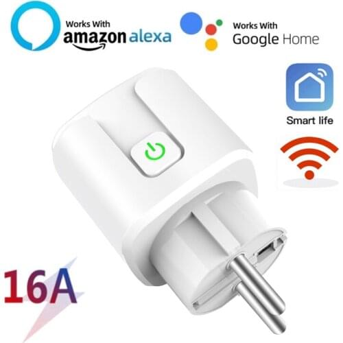 WiFi Smart Plug EU Adaptor Voice Control Power Energy Monitor Outlet Timer Socket For Alexa Google Home Smartlife App Smart Home