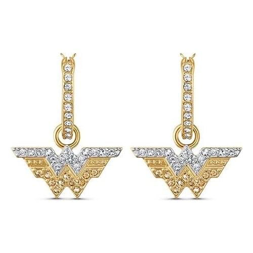 SWA 1:1 Wonder Women Gold Color Drop Earrings Romantic Fashion for Gift