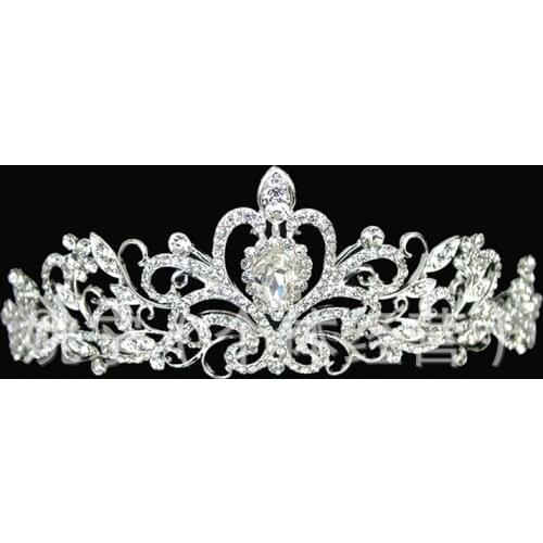 FORSEVEN Silver Color Baroque Rhinestone Crystal Pearl Tiaras Crown Pageant Women Headpiece Wedding Hair Jewelry Accessories JL