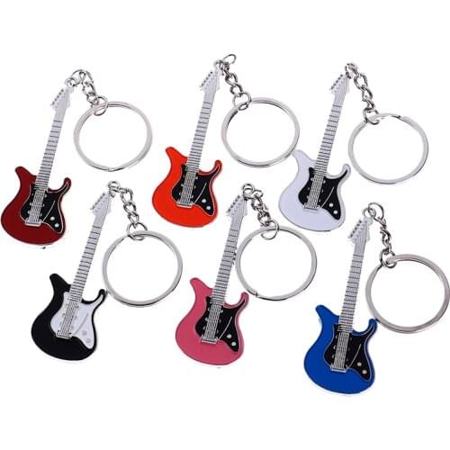 1pcs Guitar Key Chain Set Creative Metal Electric Guitar Mini Keychain Key Chain Key Ring Gifts Wholesale