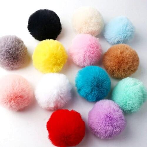 1 Piece of 8cm Solid Rex Rabbit Fur Ball Keychain Hat Diy Handmade Materials Wholesale and Retail Colors Support Mix and Match