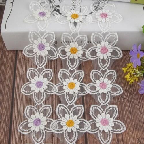 1 Yards Handmade DIY Clothing Accessories Floral Embroidery Lace Fabric Hat Lace Trim Flower 5cm Width