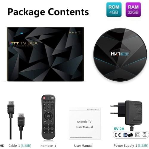 10pcs HK1 Mini Plus Android 9.0 TV Box RK3318 Quad Core 4GB 64GB Max 2.4G/5G Dual WiFi USB3.0 BT4.0 4K H.265 Media Player
