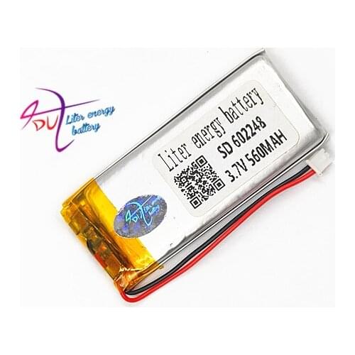 10 pcs JST ZH 1.5mm 2 pin 3.7V 560mAh Battery 602248 Lithium Polymer LiPo Rechargeable cell For Mp3 GPS PSP Vedio game speaker