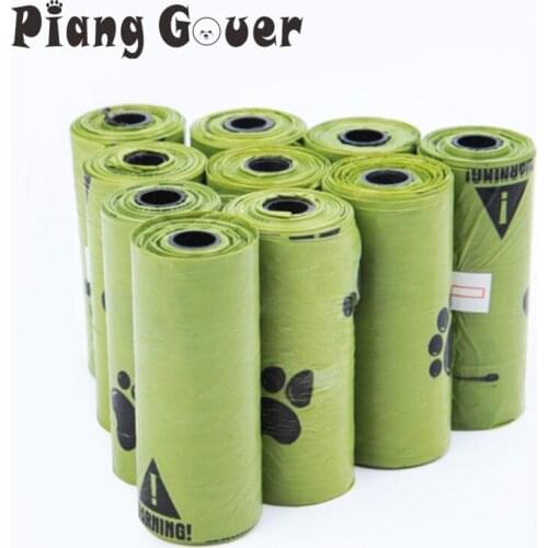 15Pcs(Roll)/Lot Green Pet Waste Poop Bag Clean up Refills Shit Picking Dog Pooper Bags Environmental protection material