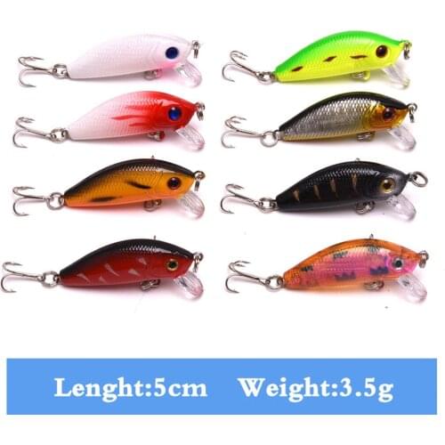 8pcs 5cm Fishing Lures Bionic Bait 3d Eyes Double Hooks Artificial Attractive Bait Minnow Crankbait Tackle