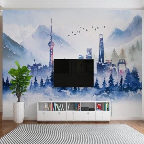 Bacal Modern 3D Wallpaper Simple Abstract Ink Building Art Personality Living Room Bedroom TV Background Papel De Parede 3 D