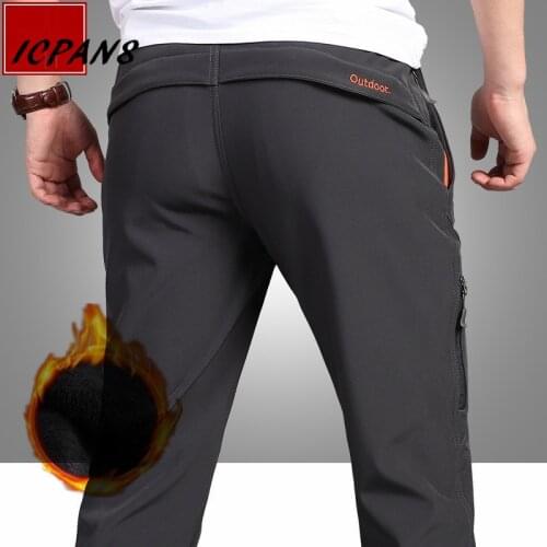 Warm Fleece Winter Pants Thicken Men Zipper Waterproof Work Casual Pants Men Military Tactical Cargo Pants Male Trousers 4XL