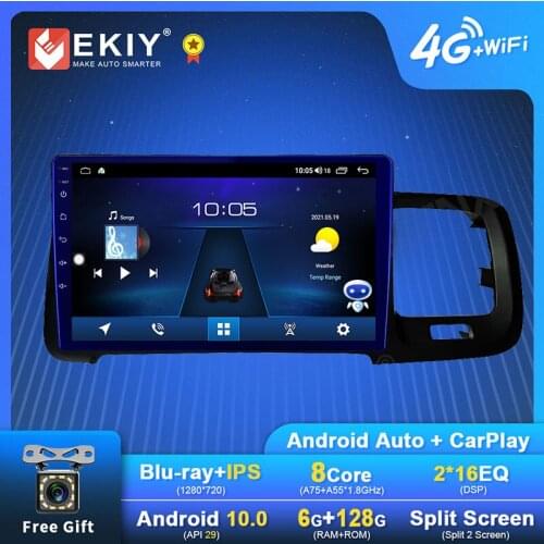 EKIY Android Car Radio For Volvo S60 V60 2011-2020 Navi GPS 1280*720 IPS DSP Carplay Multimedia Video Player Auto Stereo BT DVD