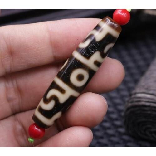 ENERGY Tibetan Old ivory color 3 eye Lianshifaqi dzi Bead Amulet 55*14MM Treasure LKbrother Sauces Top Quality Garrantee