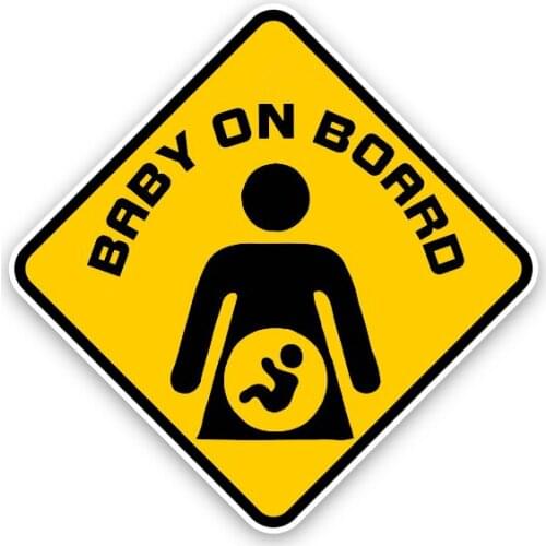 Hot WARNING BABY ON BOARD Pregnant Woman Car Sticker Bumper Rear Windshield Suv Decal Auto Exterior Car Decals KK15*15cm