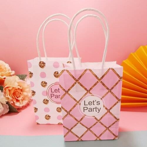 Pink and tender gift bag with hand creative dot handbag finished kraft paper bag wedding party Candy Bag