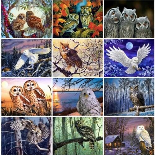 PDMDOG Rhinestone Painting Crystal Decor Diy Diamond Painting "Owl forest animal" 3D Cross Stitch Pattern Diamond Embroidery