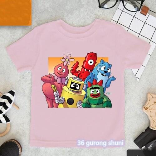 Kawaii girls t-shirts funny yo gabba gabba cartoon print girl clothes fashion aesthetic shirt children tshirt pink camisole tops
