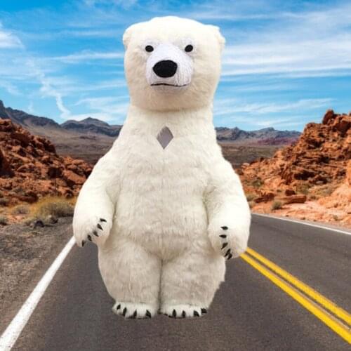 Halloween Costume Inflatable White Polar Bear Mascot Costume Suits Cosplay Party Game Dress Advertising 2.6M Onesies for Adults