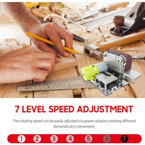 Belt Sander Electric Sanding Polishing Grinding Machine 7 Variable Speed with 10 Sanding Belts for Polishing Wood Acrylic Metal
