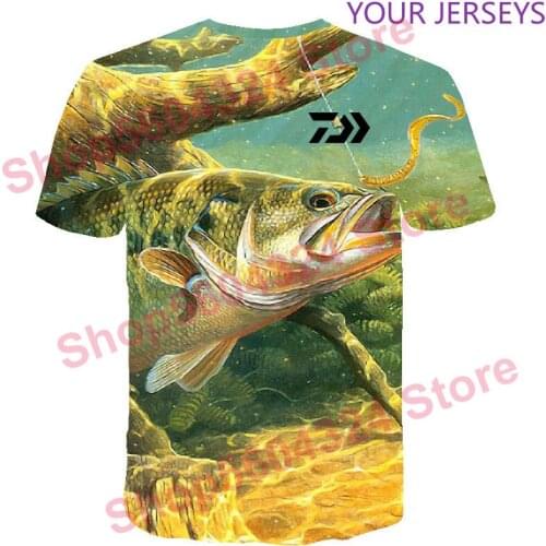 DAIWA T Shirt Summer Man Short Sleeve Fishing Clothing Outdoor Sport Breathable Clothes Men Beach Printed T-shirt Top DAIWA