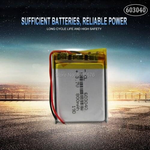 3.7v 800mah battery 603040 lithium ion li-polymer battery For PAD DVD E-book bluetooth headset Rechargeable battery accumulator