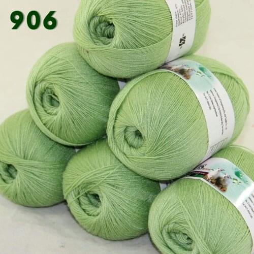 Lot of 6 Skeins Fine Lace Soft Wool Acrylic Cashmere Yarn Knittin Bramble Berry Lime green 238-906-6