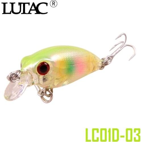 LUTAC 35mm 3.5g Mini Crankbait treble hooks artificial wobblers fishing minnow lure artificial hard bait