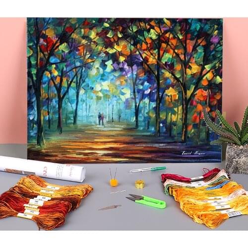 Couple In The Fog Printed 11CT Cross-Stitch Set Embroidery DMC Threads Craft Hobby Knitting Handiwork Wholesale Magic