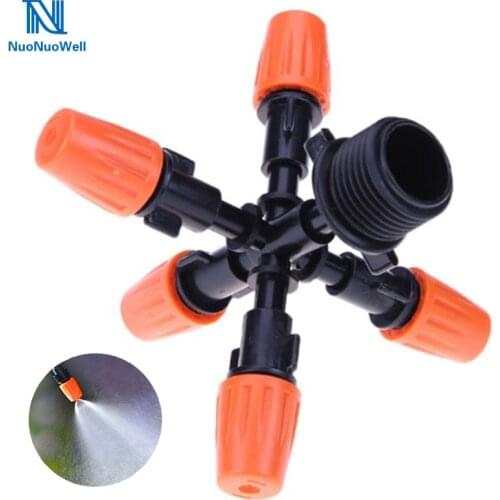 NuoNuoWell 5 Outlet Adjustable Misting Sprinkler Nozzle Micro Irrigation Atomizing Head Match With 1/2" Male Screw Connector