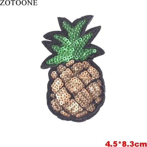 ZOTOONE Iron On Pineapple Pineapple Sequin Patches For Clothing Embroidered Cartoon Letter Panda Flower Lips Patch Cloth Sticker