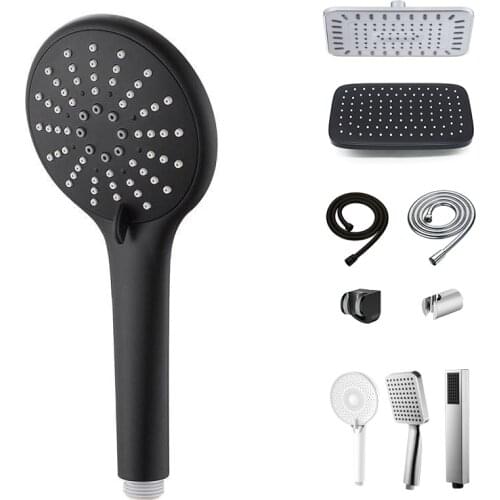 Wall Mixer Rain Shower Head Set Bathroom Accessory Tap Faucet White Hygienic Black Square Nozzle Ceiling Watering Can Wholesale