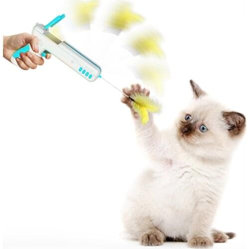 New Cat Toy Creativity Interactive Cat Toy Funny Cat Rebound Gun Feather Toys Cat Accessories Pet Products