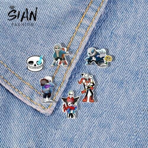 SIAN New Fashion Game Undertale Sans Poster Brooch Pin Acrylic Anime Figure Cosplay Brooches Pins Badges Collection Accessories