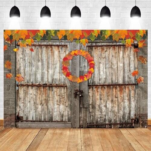 Yeele Autumn Backdrop Photography Baby Portrait Birthday Party Wood Door Maple Flowers Background Photographic For Photo Studio