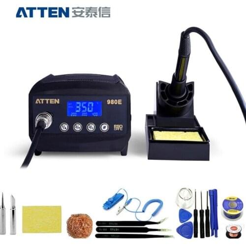 ATTEN AT980E 70V 80W Digital Solder Station With Iron Holder LCD Display SMD Soldering Rework Soldering Iron Tips Solder Wire