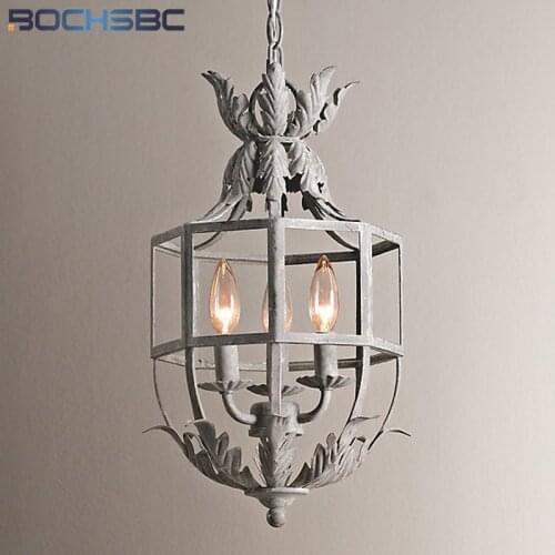 BOCHSBCB Retro Aisle Hallway Chain Pendant Lamp Anacthus Leaf French Hanging Lights Fixtures Balcony Corridor Chandelier Loft