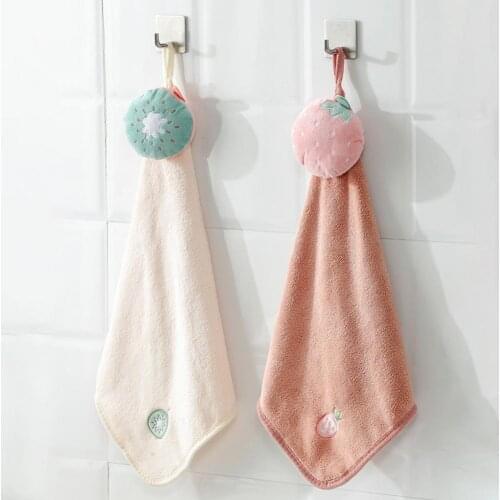 Hand Towels Easy Clean Lanyard Design Polyester Fiber Washing Hanging Wipe Washcloth for Home