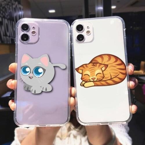 Zororong cartoon cute cat transparent Phone Case For iPhone 12 Mini 11 Pro XS Max X XR 7 8 Plus