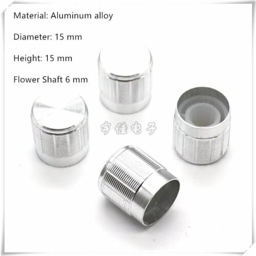 5 Piece 15*15MM silver Aluminum Alloy Knob Cap Potentiometer Speed Control Switch Knob Suitable For Flower Shaft 6MM