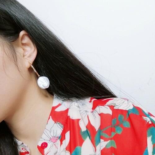 ICNWAY Natural Coin Freshwater Pearl 14K Gold Filled Hook Fashionable Wild Girl Earring