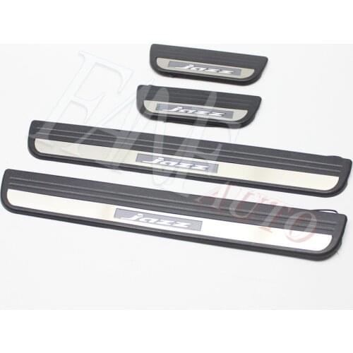Car Styling Stainless Steel Led Door Sill Scuff Plate Guard Sills Protector Trim For Honda Jazz 2008-2013