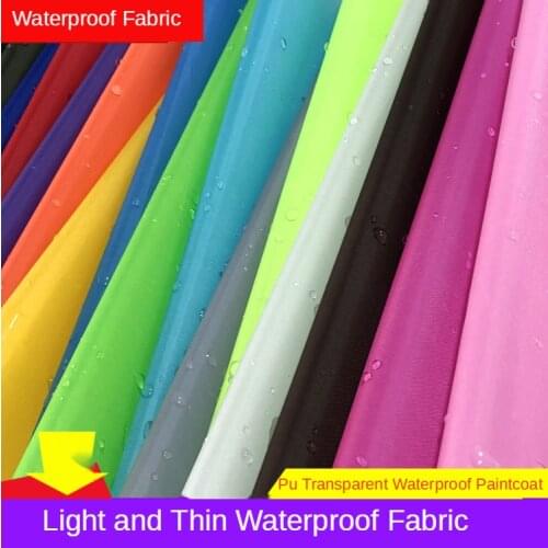 Light Thin Waterproof Fabric for Shower Curtain Umbrella Awning Cloth PU Coated Polyester Outdoor Sewing Raincoat By The Meter