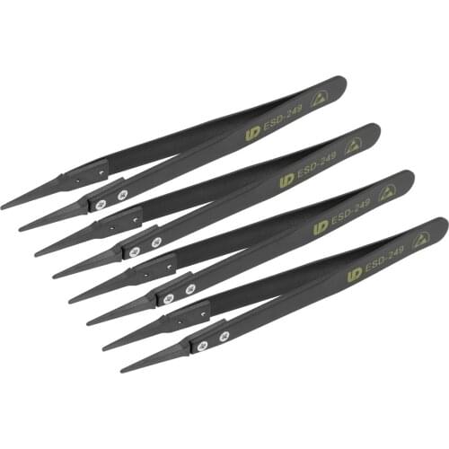Uxcell ESD Precision Anti-Static Tweezers, Stainless Steel Straight Round Tweezers for Craft Jewelry Electronics, 4 Pcs