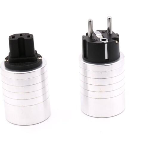 High quality Hifi aluminum Rhodiumplated IEC connector EU Schuko EUR power plug extension adapter