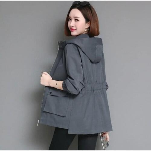 2021 Spring/Autumn Womens Coat Hooded Jacket Long Sleeve Basic Jackets famale Casual Windbreaker Outerwear Oversize Loose Tops