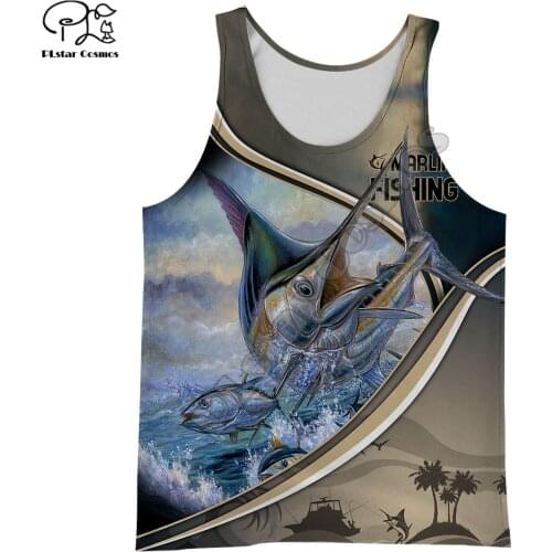 PLstar Cosmos Marlin Fishing Summer Tank Top Fashion Women Men Harajuku Casual 3D Print Animal Colorful Fish Vest Style-1