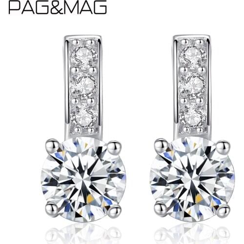 PAG&MAG Popular Cubic Zirconia Round Circle Stud Earrings 925 Sterling Silver Rhinestone Earrings For Women Fine Jewelry SE0041