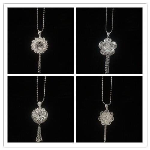 New style ethnic style retro jewelry tassel Necklace Miao silver for women Hollow out flowers Necklace fashion jewelry