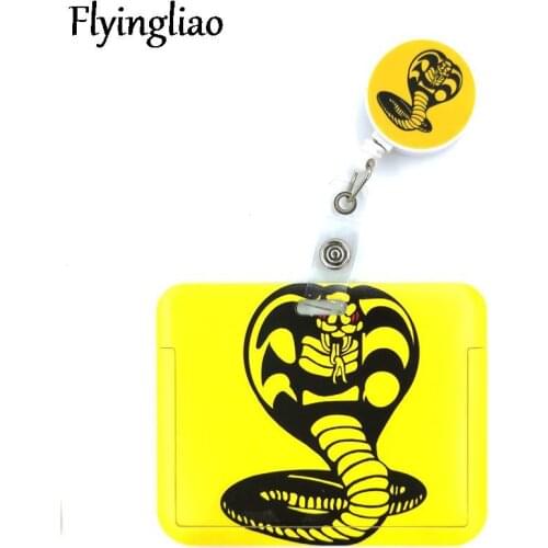 Snake Cobra Kai Cute Card Cover Clip Lanyard Retractable Student Nurse Badge Reel Clip Cartoon ID Card Badge Holder accessories