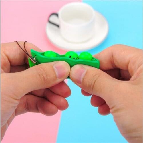 1PCS Infinite Squeeze Edamame Bean Pea Expression Chain Key Pendant Ornament Stress Relieve Decompression Toys Antistress