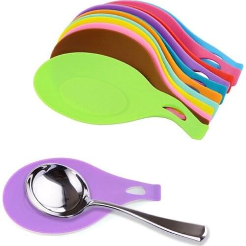 1Pc Kitchen Accessories Small Silicone Spoon Mat,Spatula European Style Spoon Pad for Kitchen Gadget Kitchen Goods Kitchen Tools